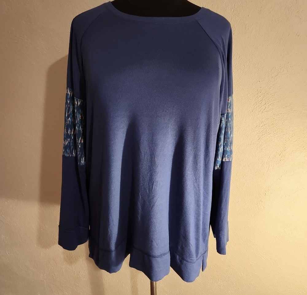 Retreat By Rhonda Shear Blue Long Sleeve Top 3X